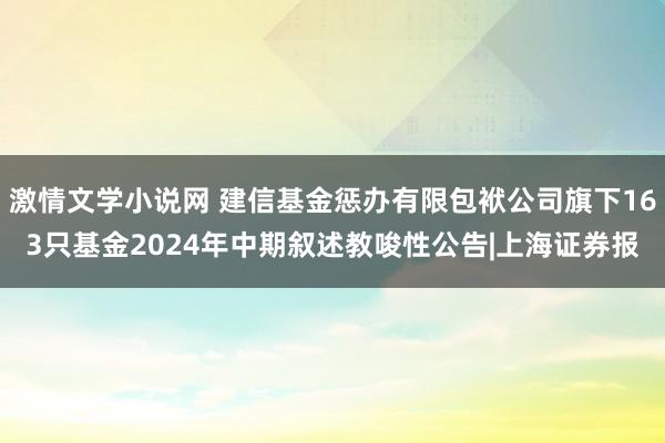 激情文学小说网 建信基金惩办有限包袱公司旗下163只基金2024年中期叙述教唆性公告|上海证券报