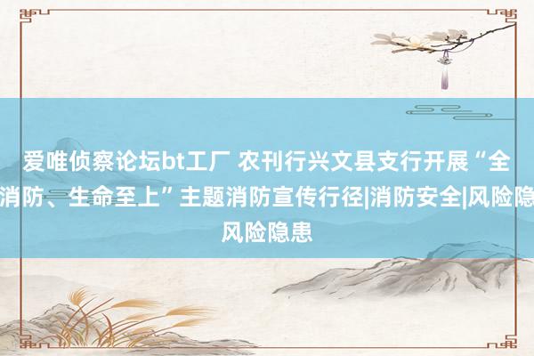 爱唯侦察论坛bt工厂 农刊行兴文县支行开展“全民消防、生命至上”主题消防宣传行径|消防安全|风险隐患